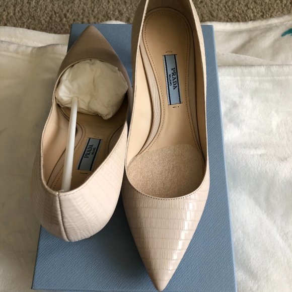 Prada Croc Embossed Pointed Toe Pump (Women)- Pink - Picture 2 of 4